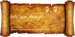 Hőgye Henrik névjegykártya